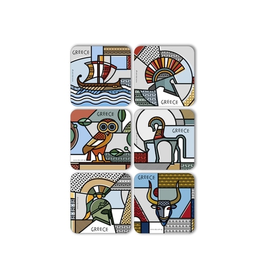 Σουβέρ Ancient Greece Φελός 9x9cm 6 Τμχ - Πολύχρωμο image 0