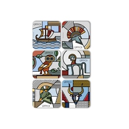 Σουβέρ Ancient Greece Φελός 9x9cm 6 Τμχ - Πολύχρωμο