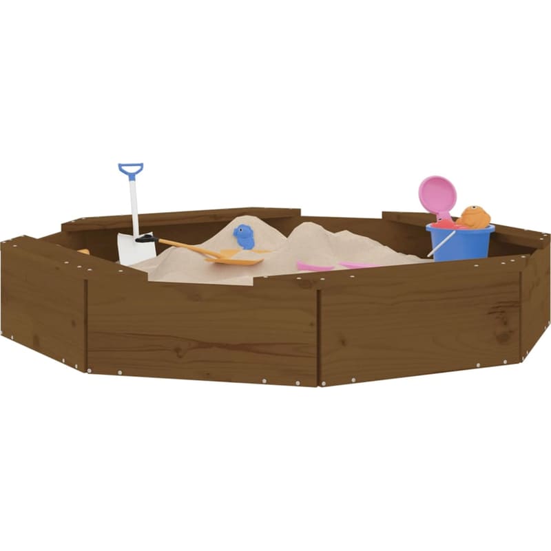 VidaXL Αμμοδόχος με Καθίσματα Οκτάγωνη 111x111x20cm Ξύλινη - Μελί VIDAXL