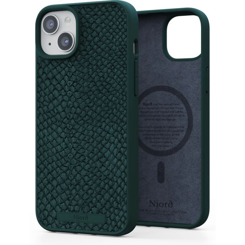 NJORD Θήκη Apple iPhone 15 Plus - Njord Salmon Leather MagSafe Case - Green