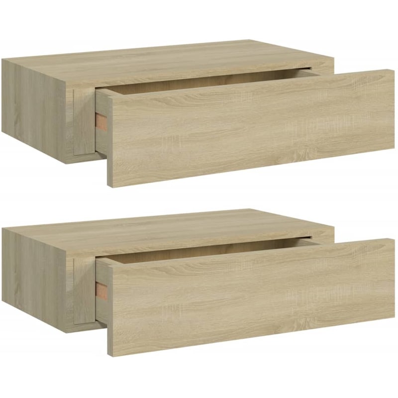 Ράφια Τοίχου VidaXL με Συρτάρια από MDF 40x23.5 cm 2 Τμχ - Δρυς