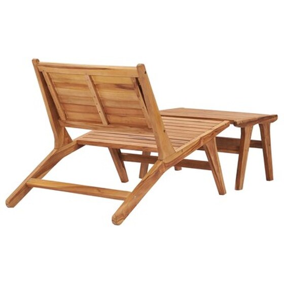 Καρέκλα Κήπου Vidaxl με Υποπόδιο από Μασίφ Ξύλο Teak 89.5x60x65 - Καφέ image 3