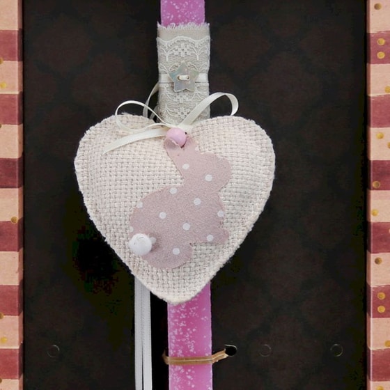 Λαμπάδα Synchronia Καρδιά με Κουνελάκι - Ροζ image 2