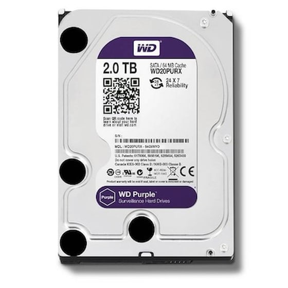 Εσωτερικός Δίσκος HDD WESTERN DIGITAL Purple WD20PURX 3.5" SATA - 64MB 2TB Surveillance image 0