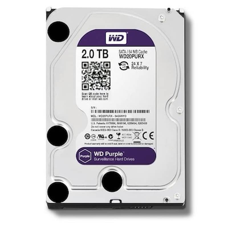 WESTERN DIGITAL Εσωτερικός Σκληρός Δίσκος HDD Western Digital Purple WD20PURX 2TB 3.5 Sata Surveillance