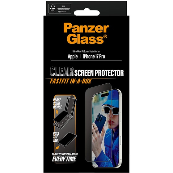 Προστατευτικό οθόνης Apple iPhone 17 Pro - PanzerGlass FastFit in-a-box - Ultra-Wide Fit Screen Protection image 3