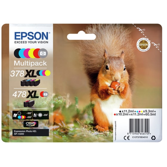 Epson 378XL Πολλαπλό / Μαύρο Πακέτο 6 Μελανιών Εκτυπωτή C13T379D4010 image 2