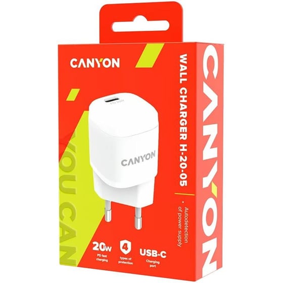Φορτιστής Πρίζας Canyon PD Mini Wall Charger H-20-05 1x USB-C 20W - White image 2
