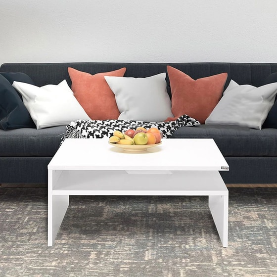 Τραπεζάκι Σαλονιού Spitishop από MDF 90x90x42cm - Λευκό image 2