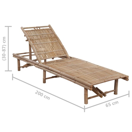 Ξαπλώστρα VidaXL από Μπαμπού 200x65x30-87 cm - Κόκκινη/Καφέ image 5