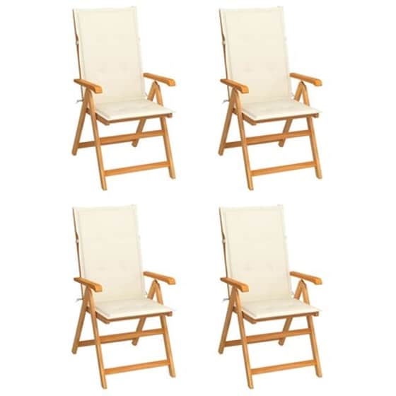 Vidaxl Καρέκλες Κήπου 4 Τεμ. Από Μασίφ Ξύλο Teak Με Κρεμ Μαξιλάρια image 1