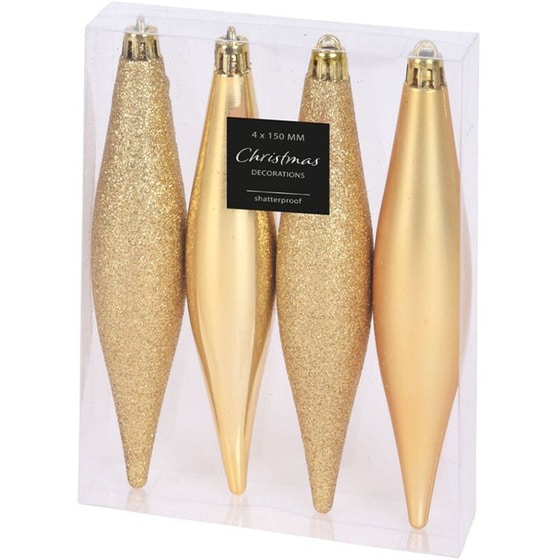 Σετ Χριστουγεννιάτικα Στολίδια Spitishop K-m Gold Can210400 Πλαστικό 4 Τμχ - Ρόμβος image 0