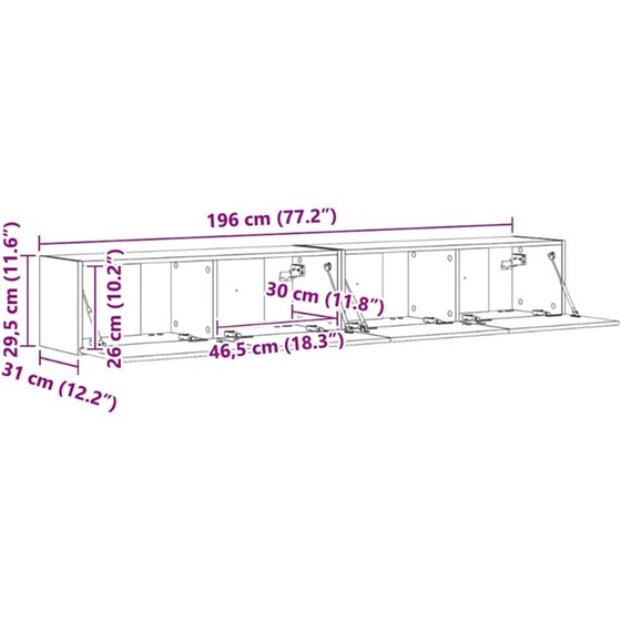 Έπιπλο Τηλεόρασης VidaXL Επιτοίχιο 2 τμχ 196 x 31 x 29,5 cm - Sonoma Δρυς image 10