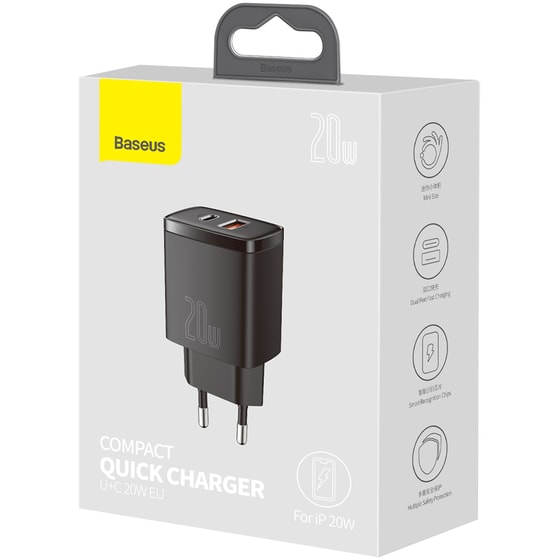 Φορτιστής Πρίζας Baseus CCXJ-B01 2port Usb-C,Usb 20W - Black image 7