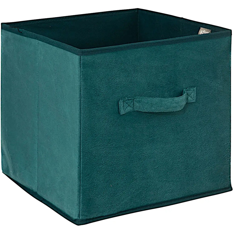 5FIVE Κουτί Αποθήκευσης Five Velvet Storage 160455b Βελουτέ 31x31x31 cm - Πετρόλ