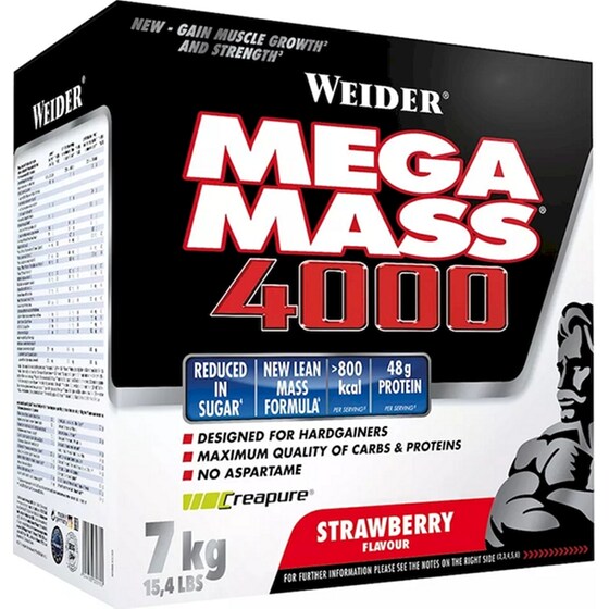 Πρωτεΐνη Weider Mega Mass 4000 Φράουλα - 7kg image 0