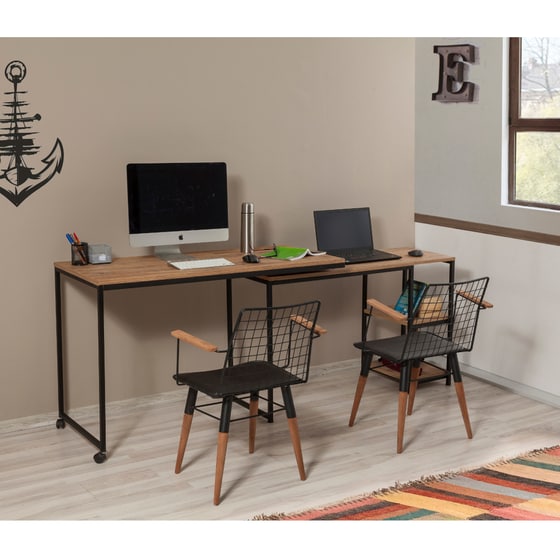 Γωνιακό Γραφείο 24Mall Pratica Atlantic Pine  από Μοριοσανίδα 125x54.5x79 cm - Μαύρο/Καφέ image 2
