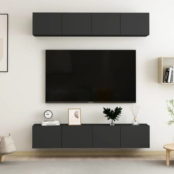 Έπιπλα Τηλεόρασης VidaXL Μοριοσανίδα 4 Τμχ 80x30x30cm - Γκρί image 1