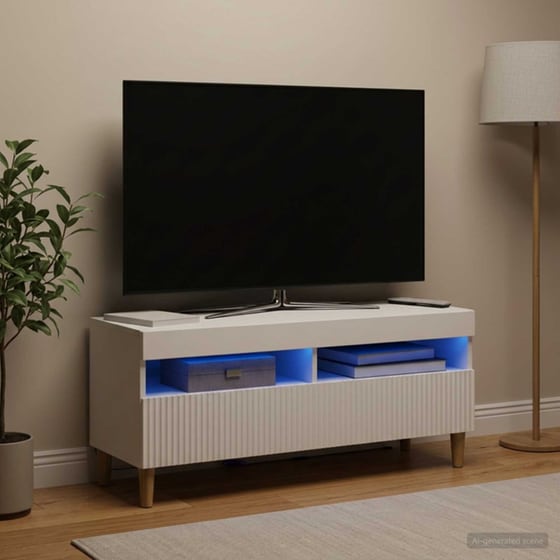 Έπιπλο Τηλεόρασης με LED VidaXL από Επεξεργασμένο Ξύλο - Λευκό image 3