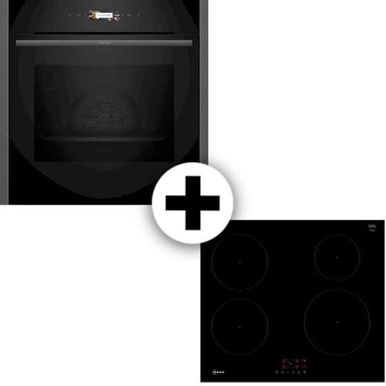 NEFF B24CR31G0 & T36FBE1L0 71 Lt Μαύρο Εντοιχιζόμενος Σετ Φούρνος και Εστία image 0