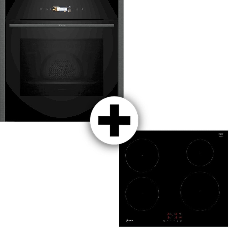 NEFF B24CR31G0 T36FBE1L0 71 Lt Μαύρο Εντοιχιζόμενος Σετ Φούρνος και Εστία