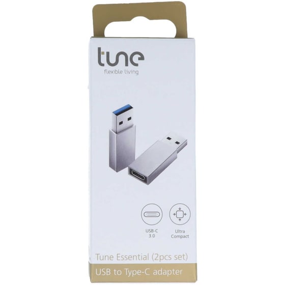 Αντάπτορας Tune Essential USB-A σε USB-C - Σετ 2 τμχ - Ασημί image 2
