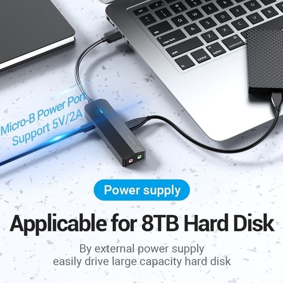 Vention Hub 3 Θυρών USB 3.0 με σύνδεση USB-A - Μαύρο image 2
