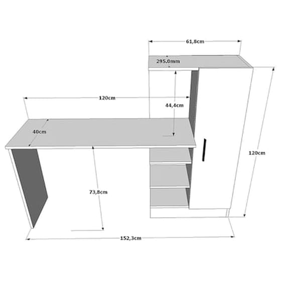 Γραφείο Βιβλιοθήκη Kary Pakoworld από Μοριοσανίδα 152.5x40x120cm - Λευκό Oak image 3