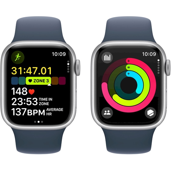 Apple Watch Series 9 Aluminium Silver GPS 41mm - Storm Blue Medium/Large image 7