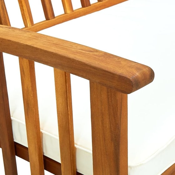 Παγκάκι Κήπου VidaXL με Μαξιλάρι από Μασίφ Ξύλο Ακακίας 147x64x90 cm - Καφέ/Λευκό image 5