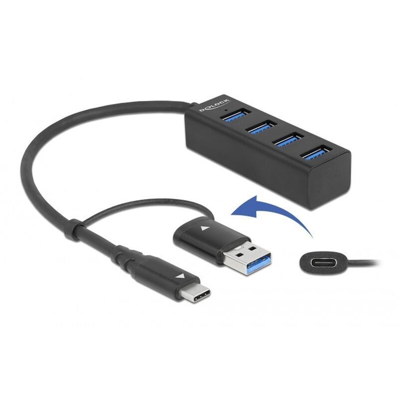 Delock 63828 USB Hub 3.2 με 4 θύρες - Μαύρο