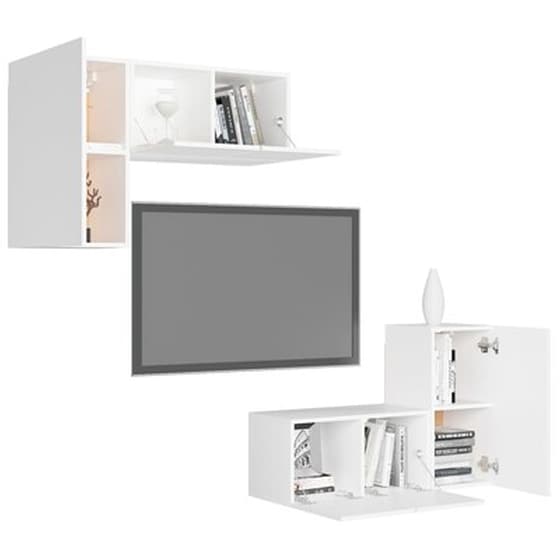 Έπιπλα Τηλεόρασης VidaXLΜοριοσανίδα 4 Τμχ 60x30x30 cm - Λευκό image 3