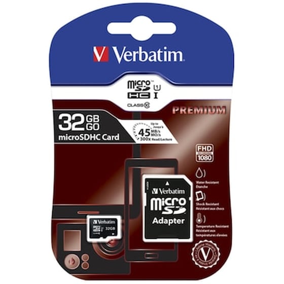 Verbatim Premium microSDHC 32GB Class 10 U1 UHS-I με αντάπτορα image 0