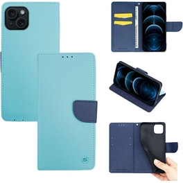 Θήκη Apple iPhone 15 Plus - Sonique Trend Book - Σιέλ/Σκούρο Μπλε