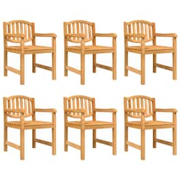 Καρέκλες Κήπου Vidaxl 6τμχ από Μασίφ Ξύλο Teak 58x59x88cm - Καφέ