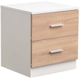 Κομοδίνο με 2 Συρτάρια Bakaji από Mdf 8055205796564 40x38x44.5 cm - Λευκό/Καφέ