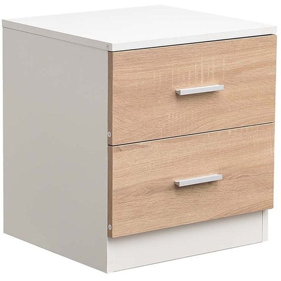 Κομοδίνο με 2 Συρτάρια Bakaji από Mdf 8055205796564 40x38x44.5 cm - Λευκό/Καφέ image 0