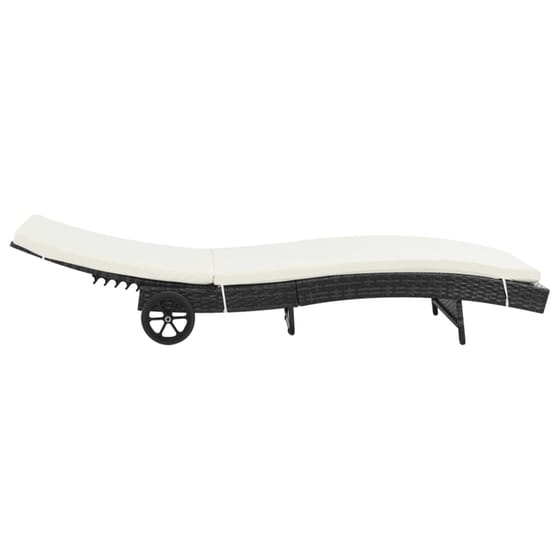 Ξαπλώστρα VidaXL από Συνθετικό Ρατάν 199x60x37 cm - Μαύρη image 1