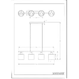 Trio Lighting Tommy Ρυθμιζόμενο Κρεμαστό Φωτιστικό Μαύρο Ράγα για 4 Λαμπτήρες E14 75x12x150εκ.
