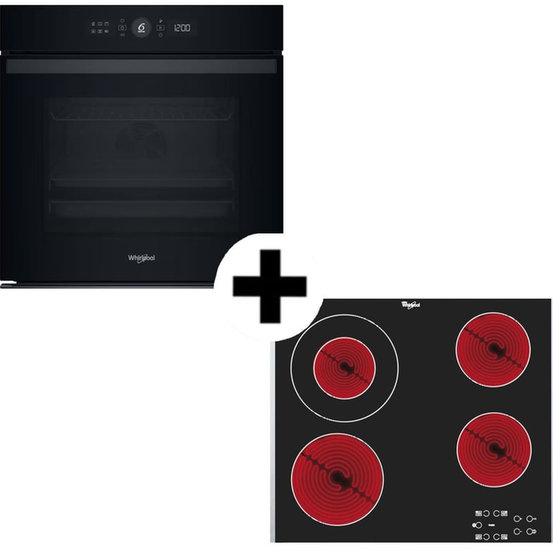 WHIRPOOL WOI4S8P AKT8130BA 73 Lt Μαύρο Eντοιχιζόμενο Σετ Φούρνος και Εστία