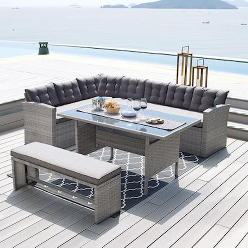 WOODWELL Σετ Σαλόνι Wicker Γκρι C36408