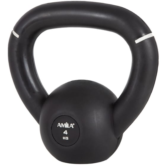 Kettlebell Amila Original Rubber 90473 Κλασικό από Λάστιχο 4kg - Μαύρο/Λευκό image 0