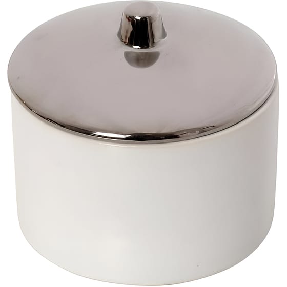 Διακοσμητικό Δοχείο Espiel Κεραμικό 10x9cm - Λευκό/Ασημί image 0