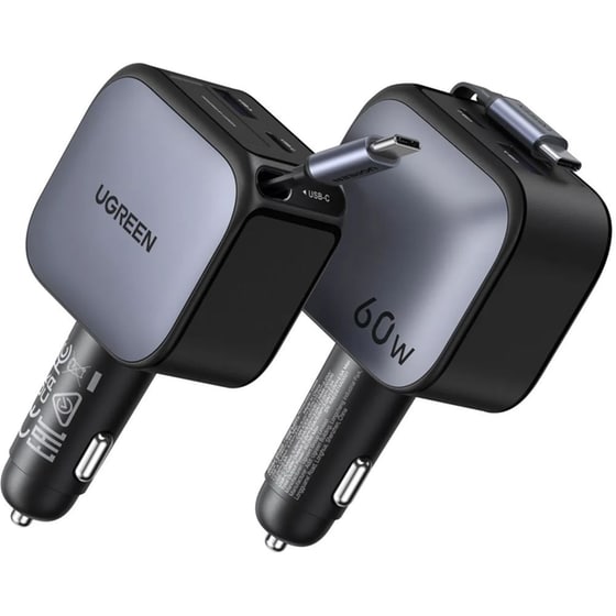 Φορτιστής Αυτοκινήτου UGREEN Nexode 60W με αποσπώμενο καλώδιο USB-C - Grey image 3