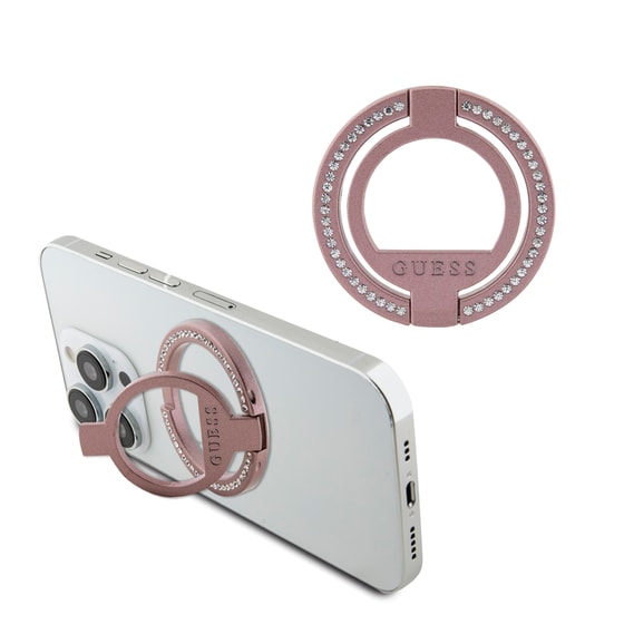 Pop Holder Guess Magsafe Ring Stand with Rhinestones για Smartphone - Silver image 0