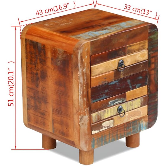Κομοδίνο Vidaxl Από Μασίφ Ανακυκλωμένο Ξύλο 43x33x51 cm - Καφέ image 5