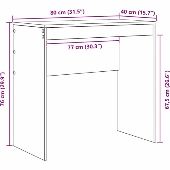 Γραφείο VidaXL 80x40x76 cm - Μαύρη Οξιά image 8