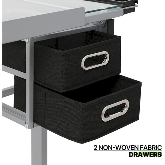 Γραφείο Σχεδίασης Lamtech Crystal Μεταλλικό 104x60x80cm - Ασημί/ Μαύρο image 9