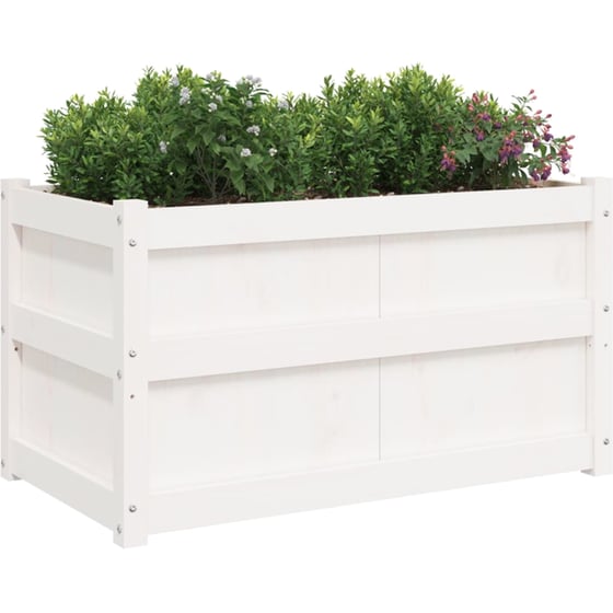 Ζαρντινιέρα VidaXL από Μασίφ Ξύλο Πεύκου 90x50cm - Λευκό image 2