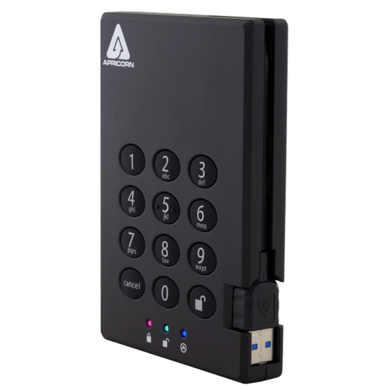 Apricorn Aegis Padlock USB 3.0 HDD 1 TB - Μαύρο image 1